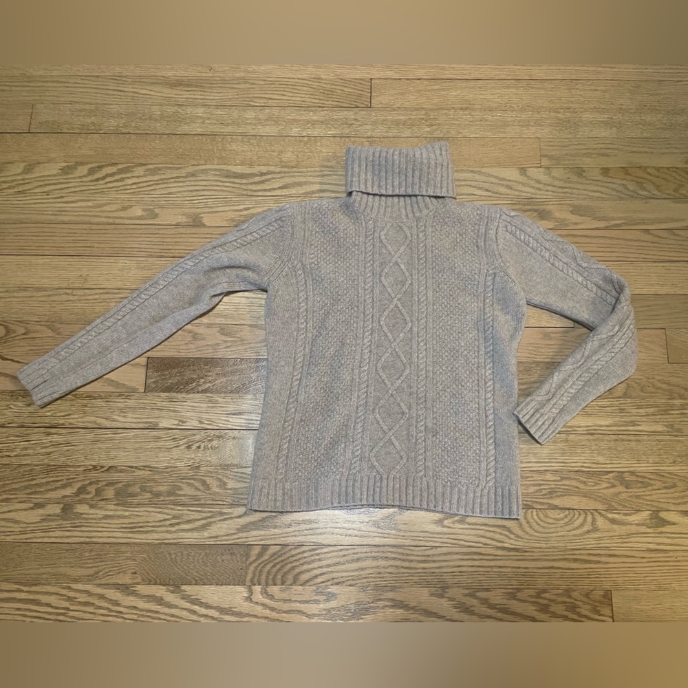 SAND - Copenhagen Pink Label Cream Cable Knit Turtleneck 100% Wool Sweater -Sz S